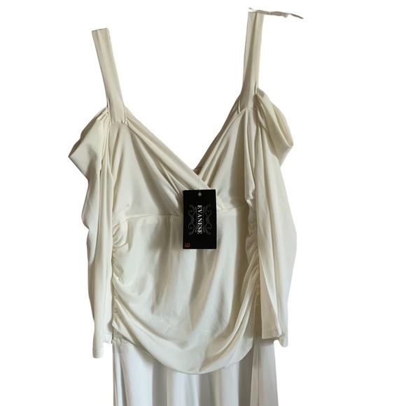 EVANESE Women's Elegant Slip On Long Formal Evening Dress with 3/4 Sleeves - Picture 4 of 9